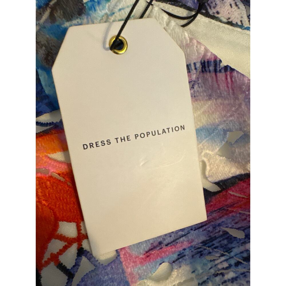 Brand New Dress the Population Women's Large Rogue Multi Mini Dress One shoulder - Picture 5 of 8